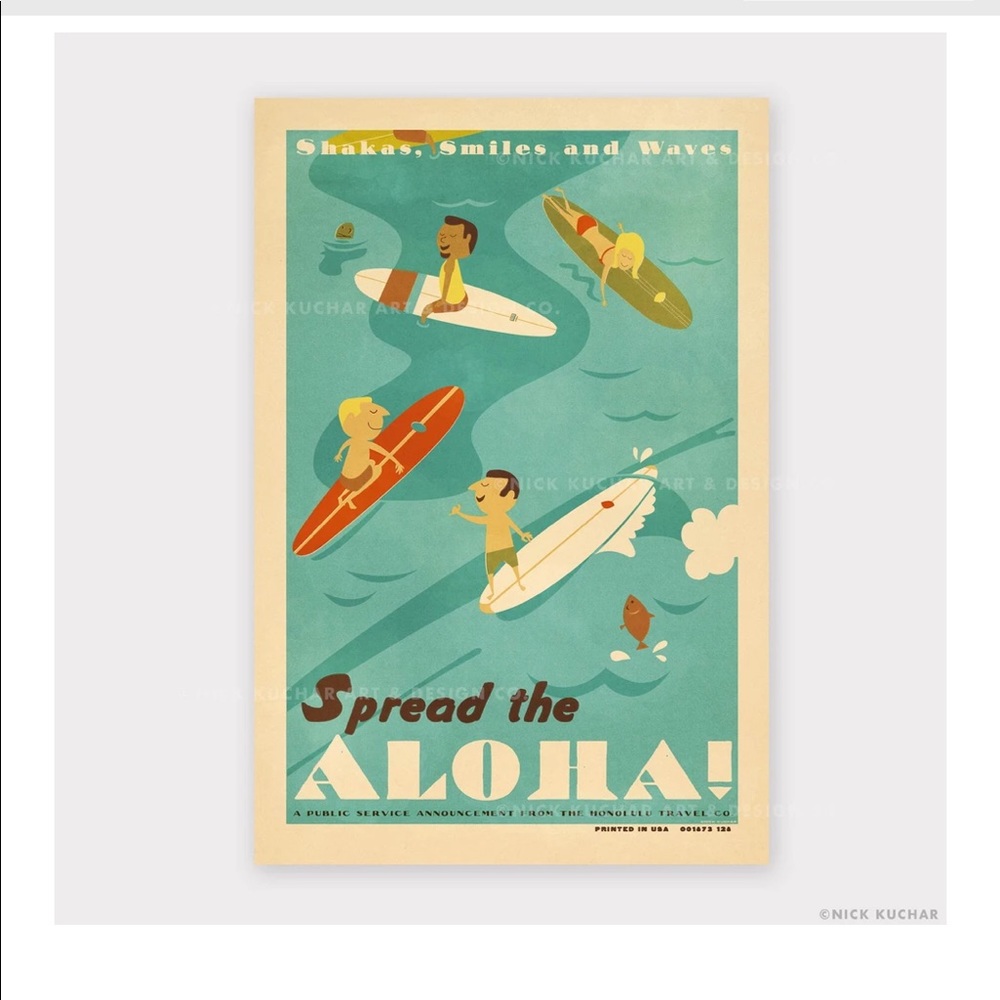 Vintage Style Surf Poster Nick Kuchar